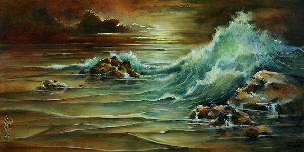 Seascape Poster featuring the painting Seascape #1 by Michael Lang