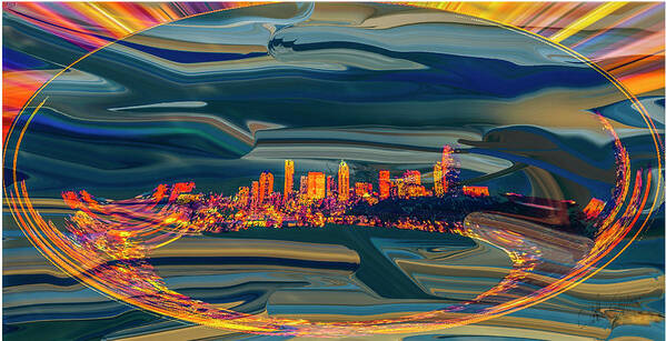 Seattle Poster featuring the digital art Seattle Swirl #1 by Dale Stillman