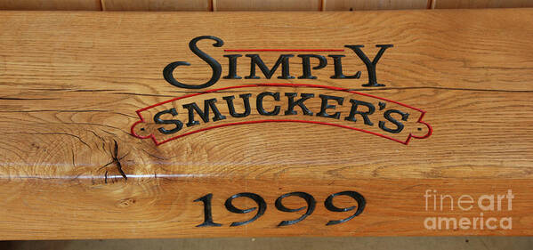 Simply Smuckers Bench Poster featuring the photograph Smuckers in Orrville Ohio Bench 5850 #1 by Jack Schultz