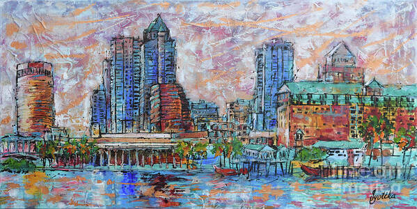  Poster featuring the painting Tampa Skyline by Jyotika Shroff