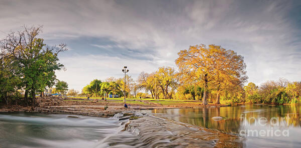San Marcos Poster featuring the photograph A Peaceful Fall Afternoon at Rio Vista Dam Park - San Marcos Hays County Texas Hill Country by Silvio Ligutti