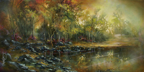Lake Poster featuring the painting A Peaceful Place by Michael Lang