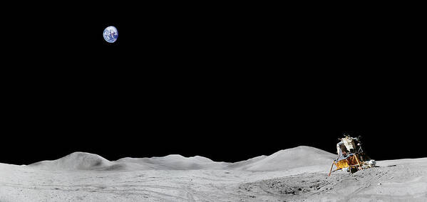 Apollo 15 Poster featuring the photograph Apollo 15 Landing site Panorama by Andy Myatt