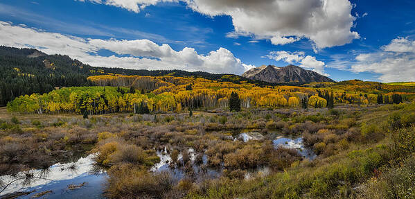 Colorado Poster featuring the photograph Autumn Season Rocky Mountain Pass Panorama by James BO Insogna