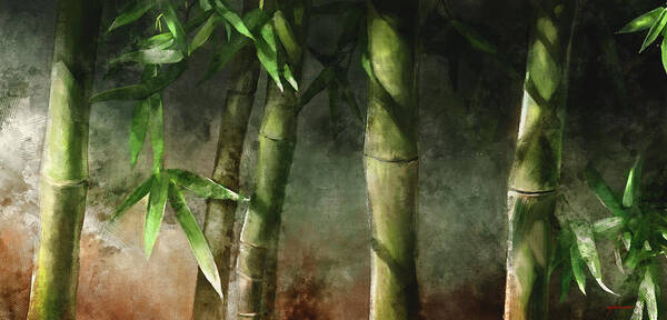 Bamboo Art Poster featuring the mixed media Bamboo Stalks by Steve Goad