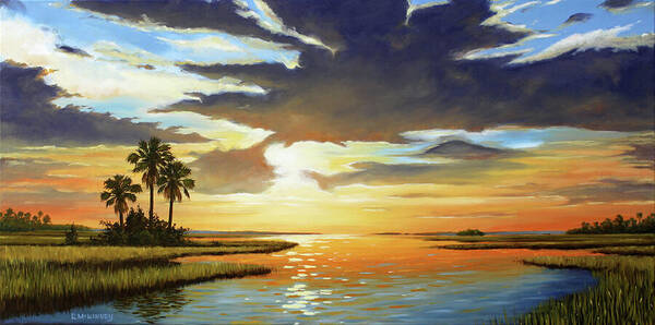 Florida Poster featuring the painting Bay Sunset by Rick McKinney