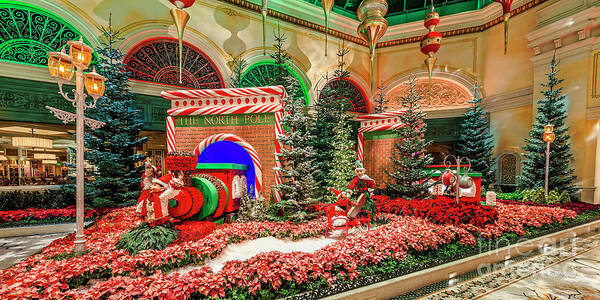 Bellagio Christmas Tree Poster featuring the photograph Bellagio Christmas Train Decorations Angled 2017 2 to 1 Aspect Ratio by Aloha Art
