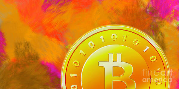 Den Poster featuring the photograph BitCoin on Fire by Rich Collins