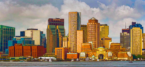 Boston Poster featuring the photograph Boston Waterfront Skyline by David Thompsen