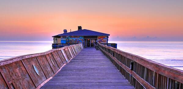 Crabby Joe's Sunglow Pier Poster featuring the photograph Cabby Joe's Sunglow Pier by Carol Montoya