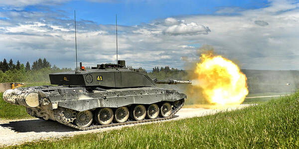 Armoured Fighting Vehicles (afv) Poster featuring the photograph Challenger Firing by Roy Pedersen
