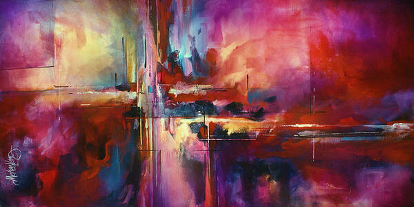 Abstract Poster featuring the painting 'CITY of FIRE' by Michael Lang