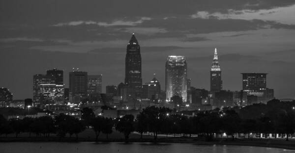 Cleveland Poster featuring the photograph Cleveland After Dark by Stewart Helberg