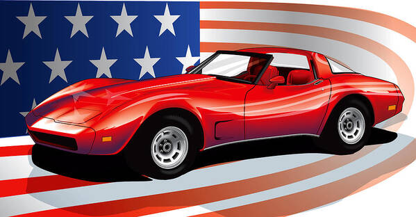 Corvette Poster featuring the digital art Corvette by Brian Gibbs