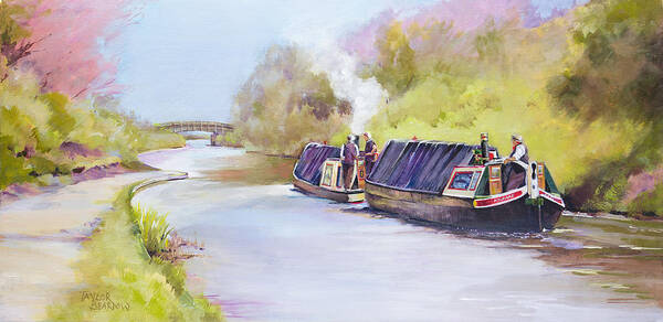 Narrow Boat Poster featuring the painting ' Early Start' by Penny Taylor-Beardow