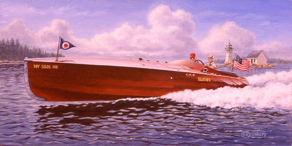 Boat Poster featuring the painting Elusive by Richard De Wolfe