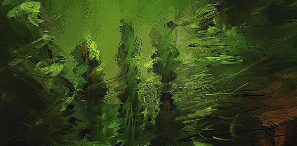 Green Poster featuring the painting Evergreens - Green Abstract Art by Lourry Legarde