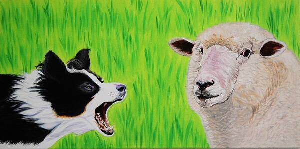 Border Collie Poster featuring the painting Ewe Talk'in to Me? by Sonja Jones