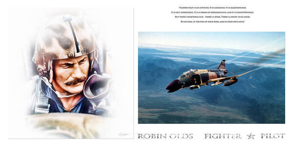 Aviation Poster featuring the digital art Robin Olds Fighter Pilot by Peter Chilelli