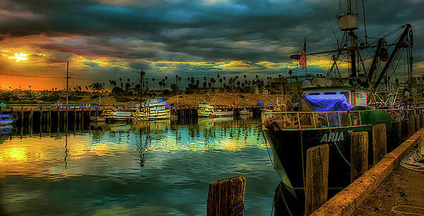 Harbor Poster featuring the photograph Fishing Harbor at Sunset by Joseph Hollingsworth