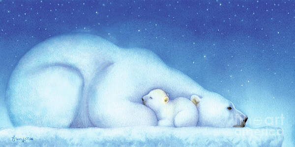 Polar Bear Poster featuring the painting Polar Bears, Goodnight Nanook by Tracy Herrmann