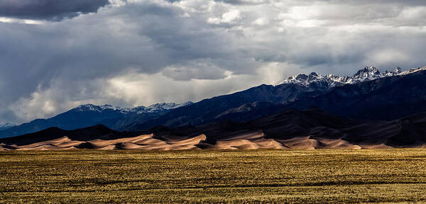Sand Poster featuring the photograph Great Sand Dunes Panorama by Jason Roberts