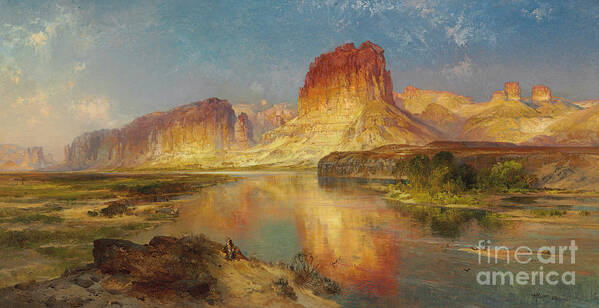 American Painting Poster featuring the painting Green River of Wyoming by Thomas Moran