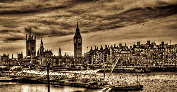 Hdr Poster featuring the photograph HDR Sepia Westminster by Andrea Barbieri