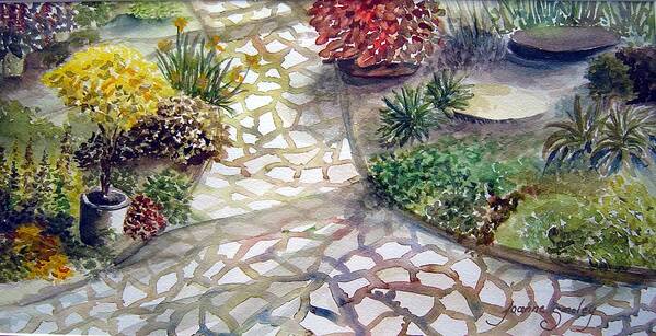 Garden Path Plants Poster featuring the painting Jennifers Garden by Jo Smoley