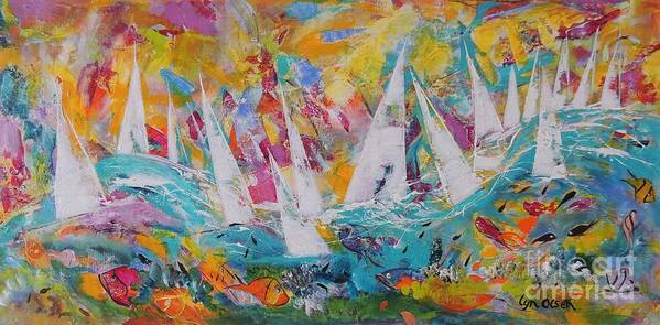 Tropical Poster featuring the painting Lets Go Sailing by Lyn Olsen
