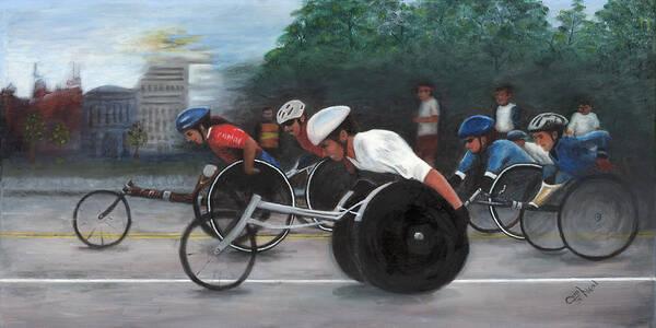 Racers Poster featuring the painting Let's Roll by Carol Neal-Chicago
