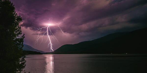 Lightning Poster featuring the photograph Lightning Storm- Kootenay Lake BC by Joy McAdams