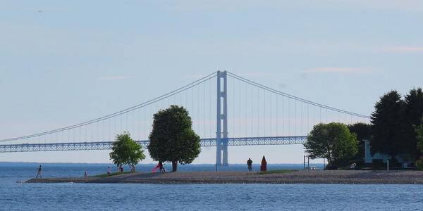 Mackinac Bridge Poster featuring the photograph Mackinac Island Panorama with the Mighty Mac by Keith Stokes