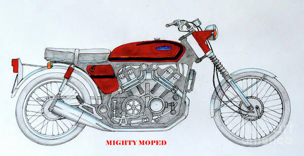 Stephen Poster featuring the drawing Mighty Mega Moped by Stephen Brooks
