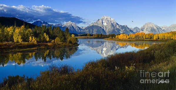 Mount Moran Poster featuring the photograph Mt. Moran on the Snake River by Bon and Jim Fillpot