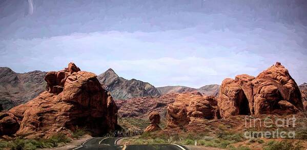 Valley Of Fire Poster featuring the digital art Natural Stone Mtns Rock Valley of Fire by Chuck Kuhn