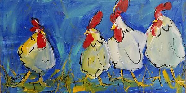 Chicken Poster featuring the painting New Girl by Terri Einer