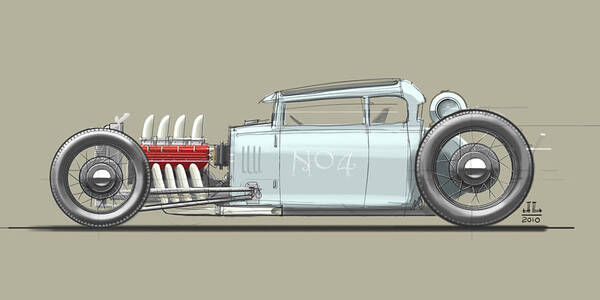 Hot Rod Poster featuring the drawing No.4 by Jeremy Lacy
