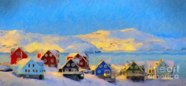 Nuuk Poster featuring the painting Nuuk, Greenland by Chris Armytage