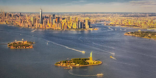 Aerial View Poster featuring the photograph NYC Iconic Landmarks Aerial View by Susan Candelario