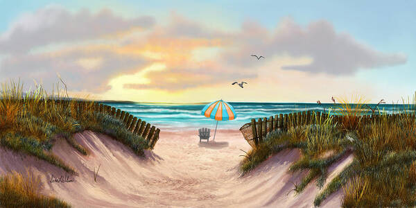 Beach Scenes Poster featuring the painting On the Beach by Sena Wilson