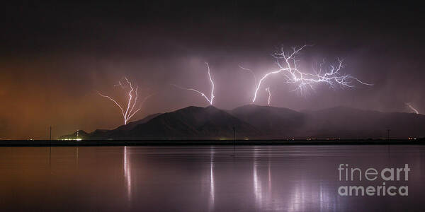 Oquirrh Poster featuring the photograph Oquirrh Lightning by Spencer Baugh