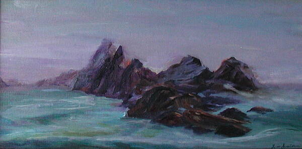 Impressionism Poster featuring the painting Oregon Coast Seal Rock Mist by Quin Sweetman