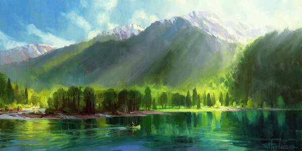 Mountains Poster featuring the painting Peace by Steve Henderson