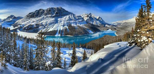 Peyto Poster featuring the photograph Peyto Lake Winter Panorama by Adam Jewell