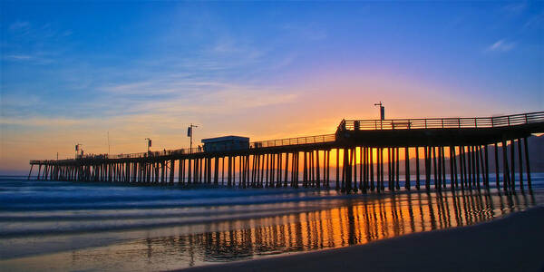 Nature Poster featuring the photograph Pismo Beach and Pier Sunset by Zayne Diamond