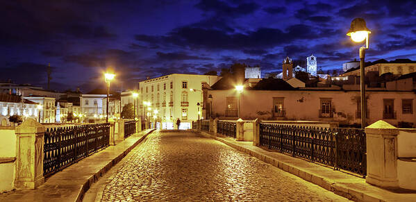 Tavira Poster featuring the photograph Ponte Romana at Blue Hour / Tavira, Portugal by Barry O Carroll