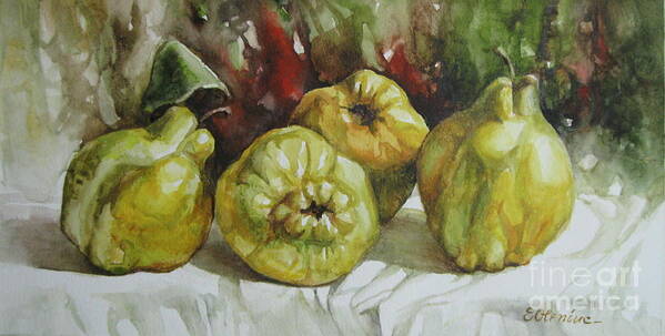 Quince Poster featuring the painting Quinces by Elena Oleniuc