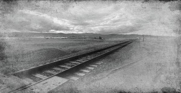 Black And Whites Landscapes Poster featuring the photograph Railroad Tracks in Black and White by Angie Tirado