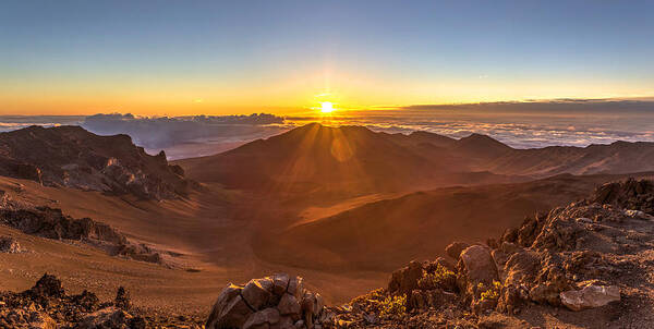 Haleakala Poster featuring the photograph Sun Rising Mount Haleakala by Pierre Leclerc Photography